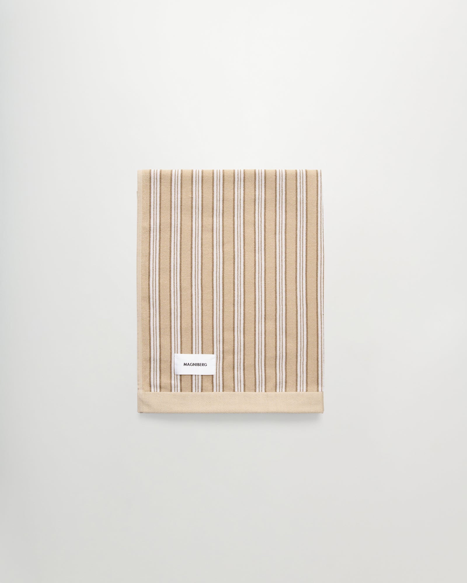 Wall Street bath towel | Stripe medium beige Terry