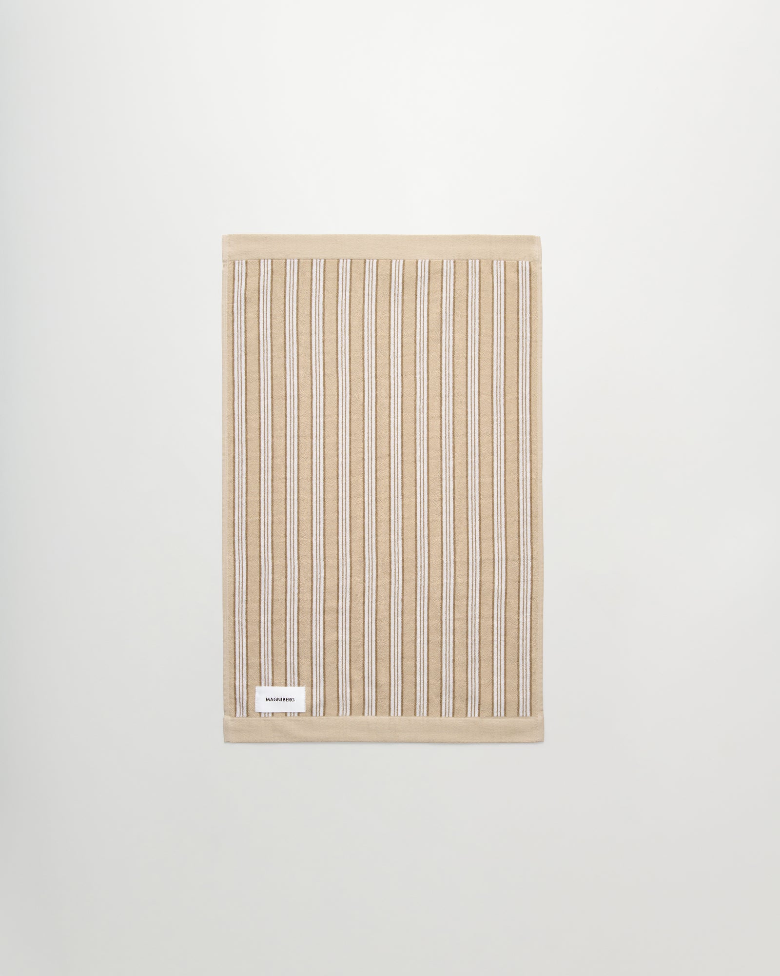 Wall Street hand towel | Stripe medium beige Terry
