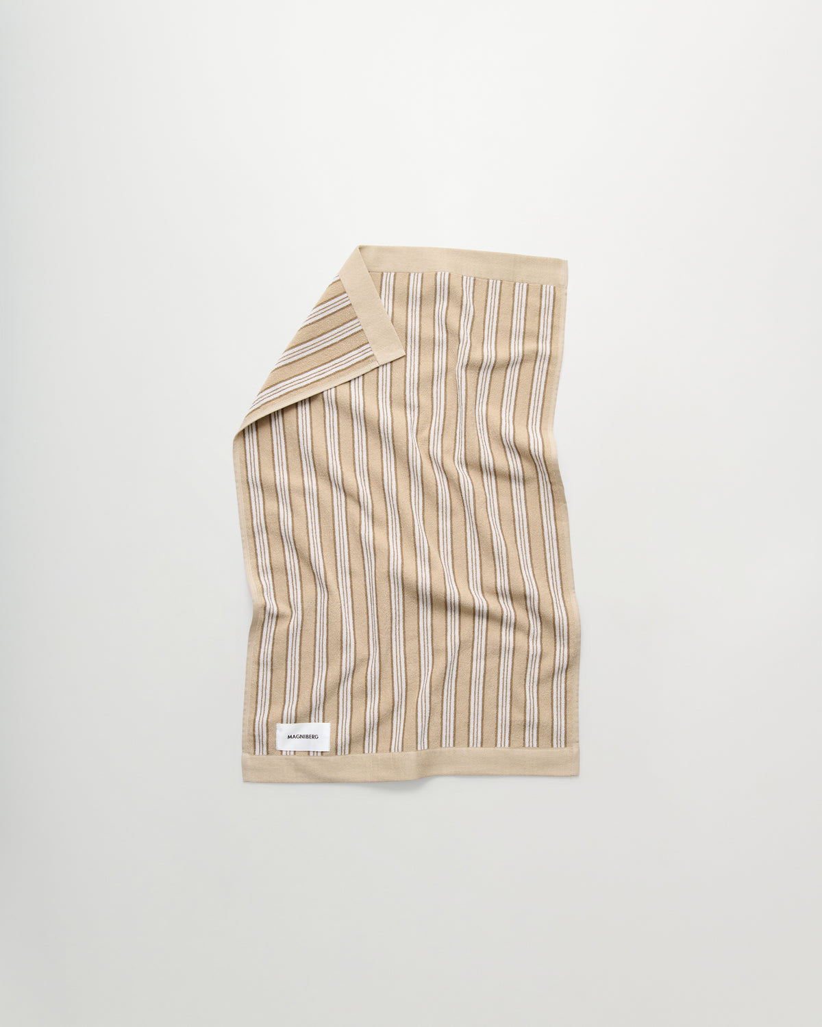 Wall Street hand towel | Stripe medium beige Terry