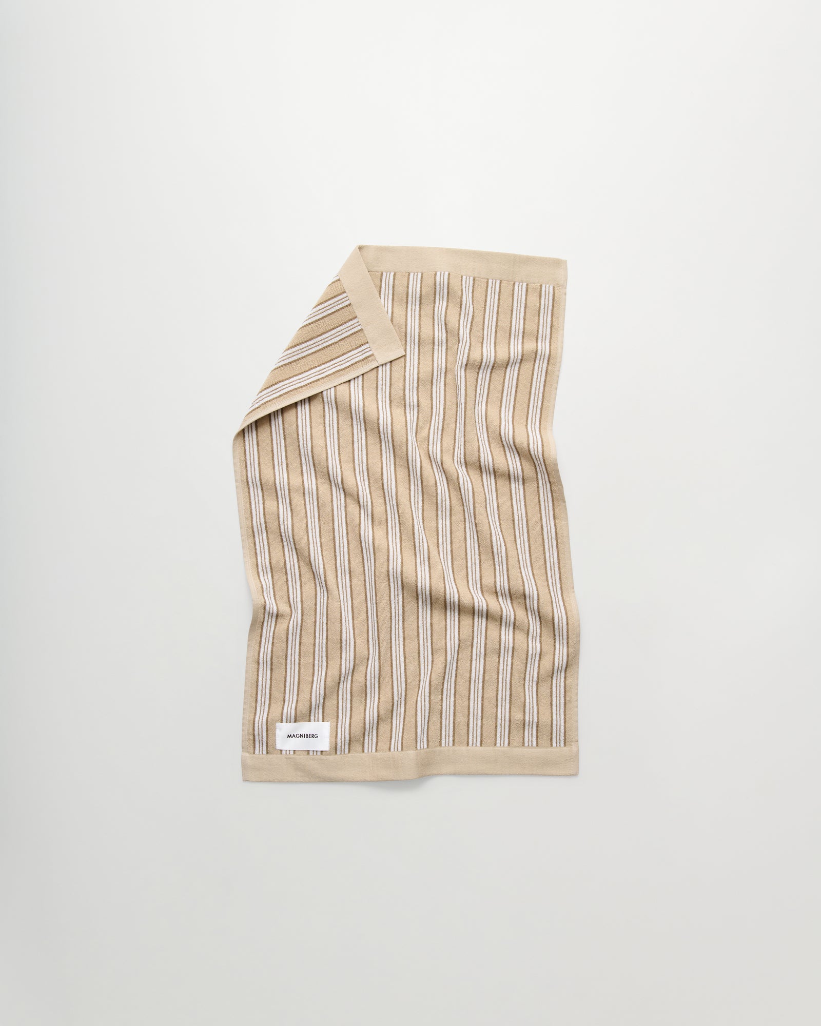 Wall Street hand towel | Stripe medium beige Terry