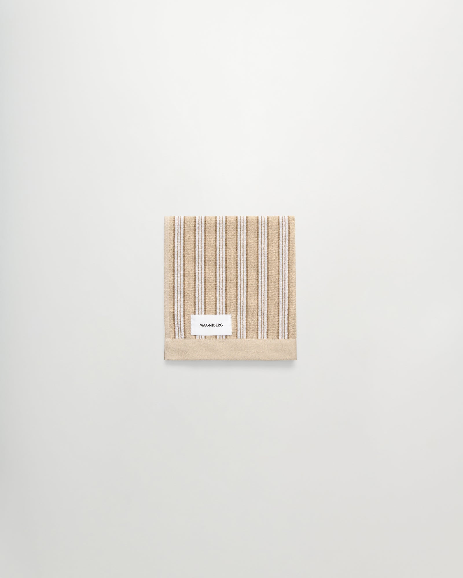 Wall Street hand towel | Stripe medium beige Terry