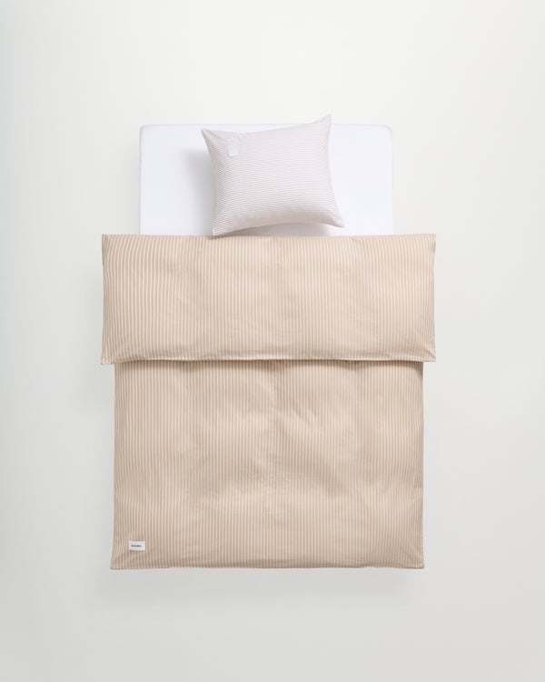 Wall Street duvet cover | Stripe medium beige Oxford