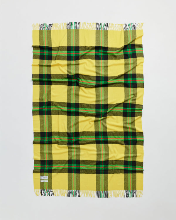 Queen blanket | Field yellow tartan Baby alpaca