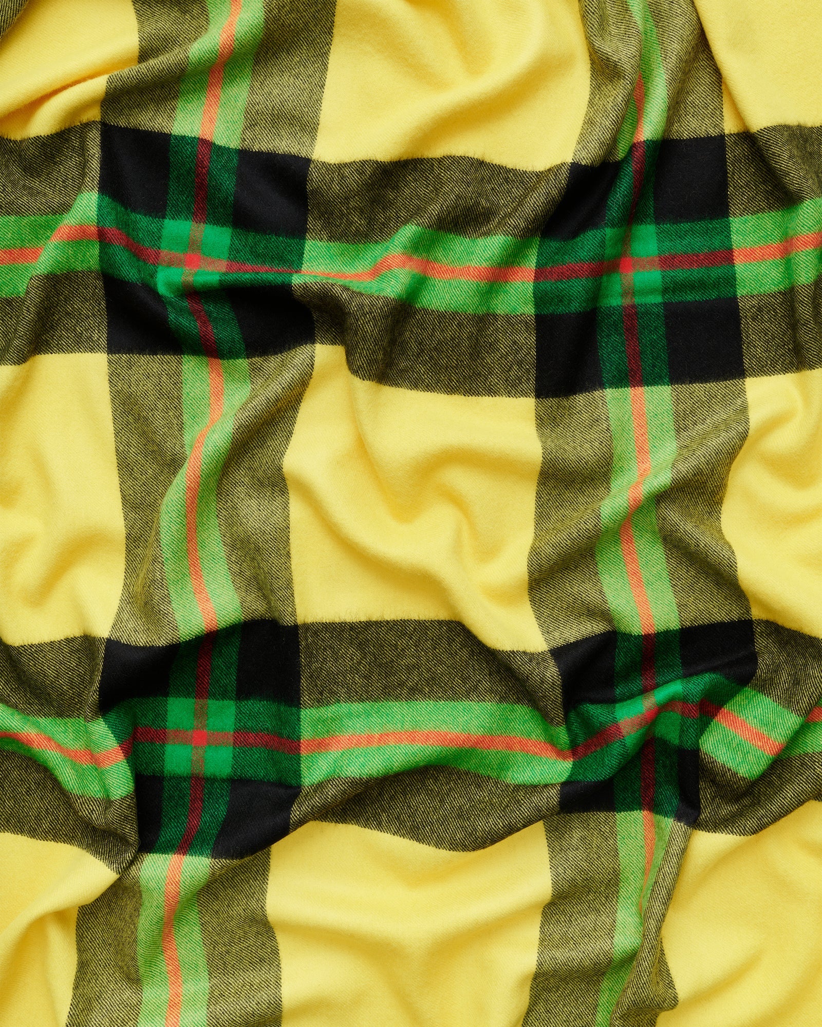 Queen blanket | Field yellow tartan Baby alpaca
