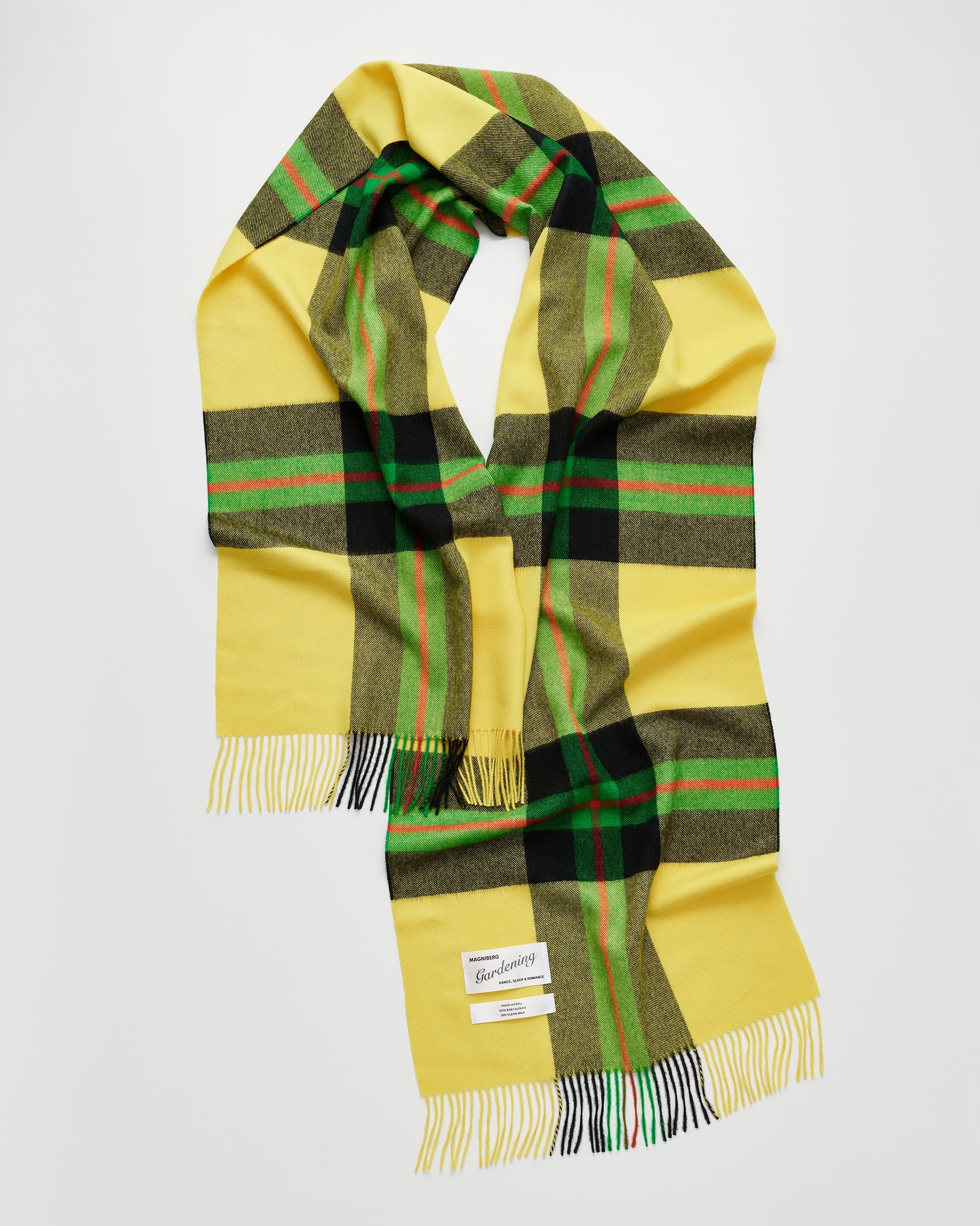 Queen scarf | Field yellow tartan Baby alpaca