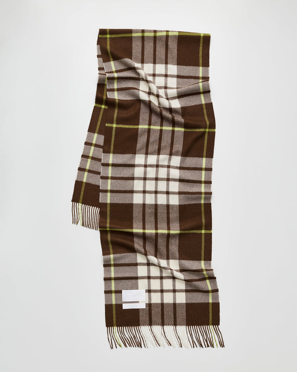 Queen scarf | Tobacco brown tartan Baby alpaca