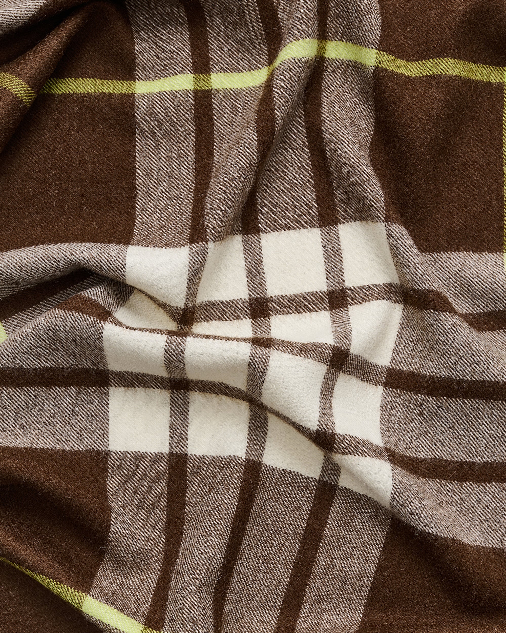 Queen scarf | Tobacco brown tartan Baby alpaca