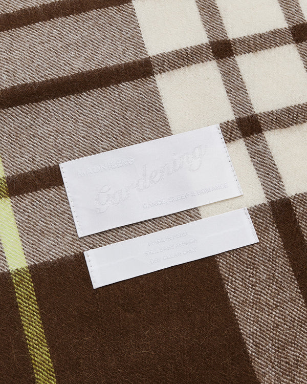 Queen scarf | Tobacco brown tartan Baby alpaca