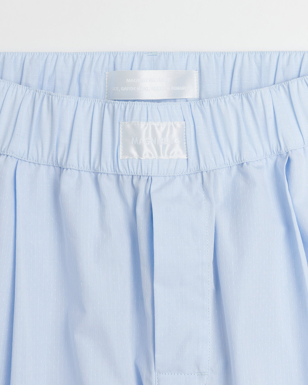 Space pants | Light blue dots jacquard poplin