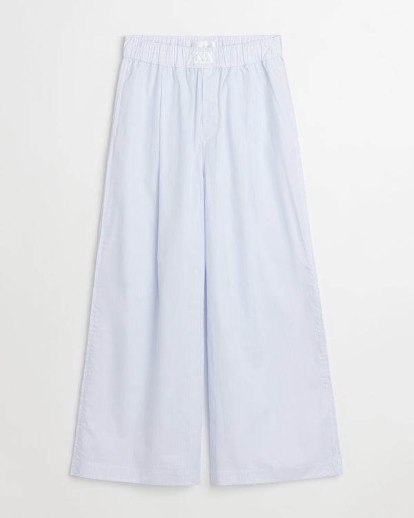 Space pants | Light blue stripes poplin