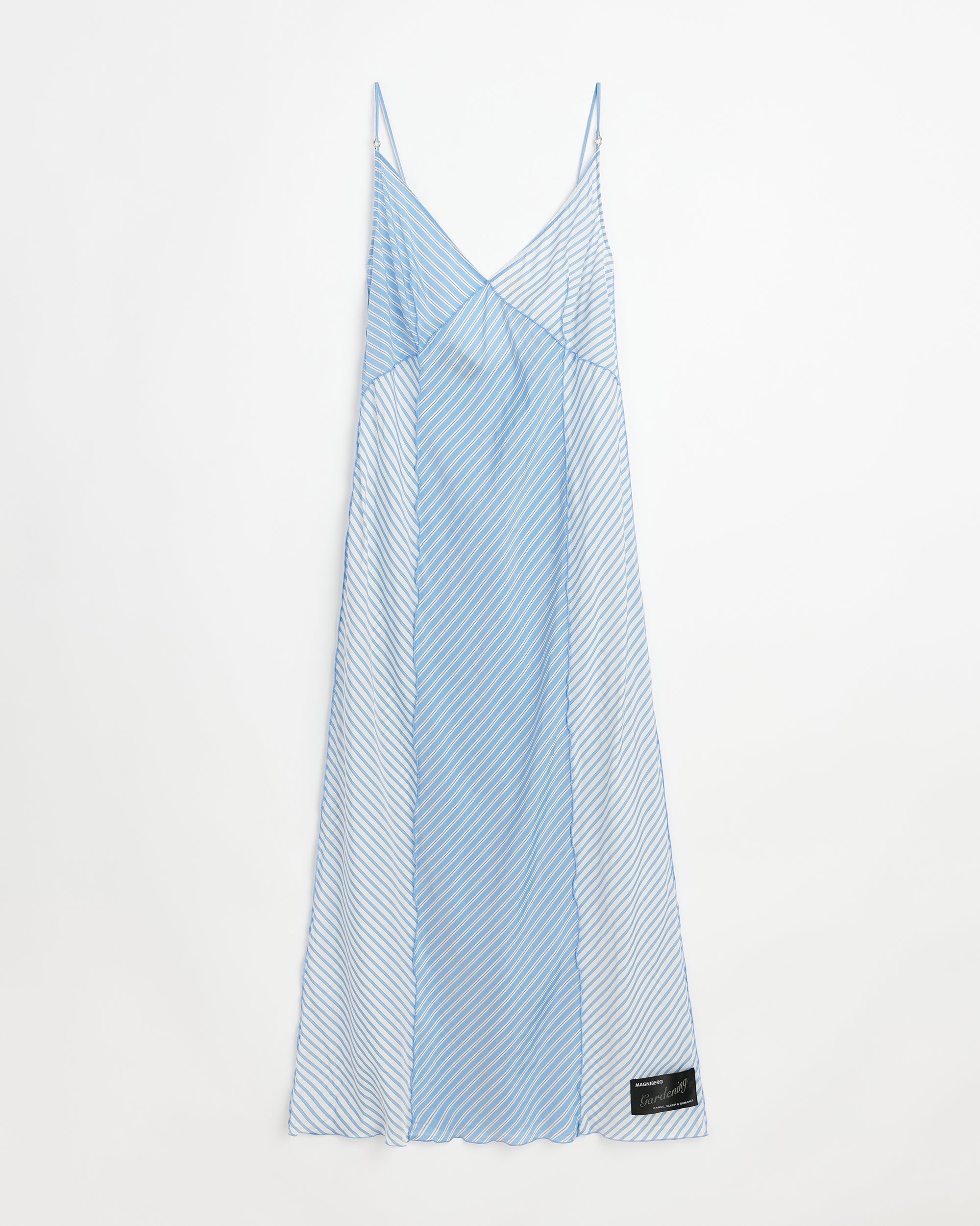 Tulip slip dress | Blue stripes cupro