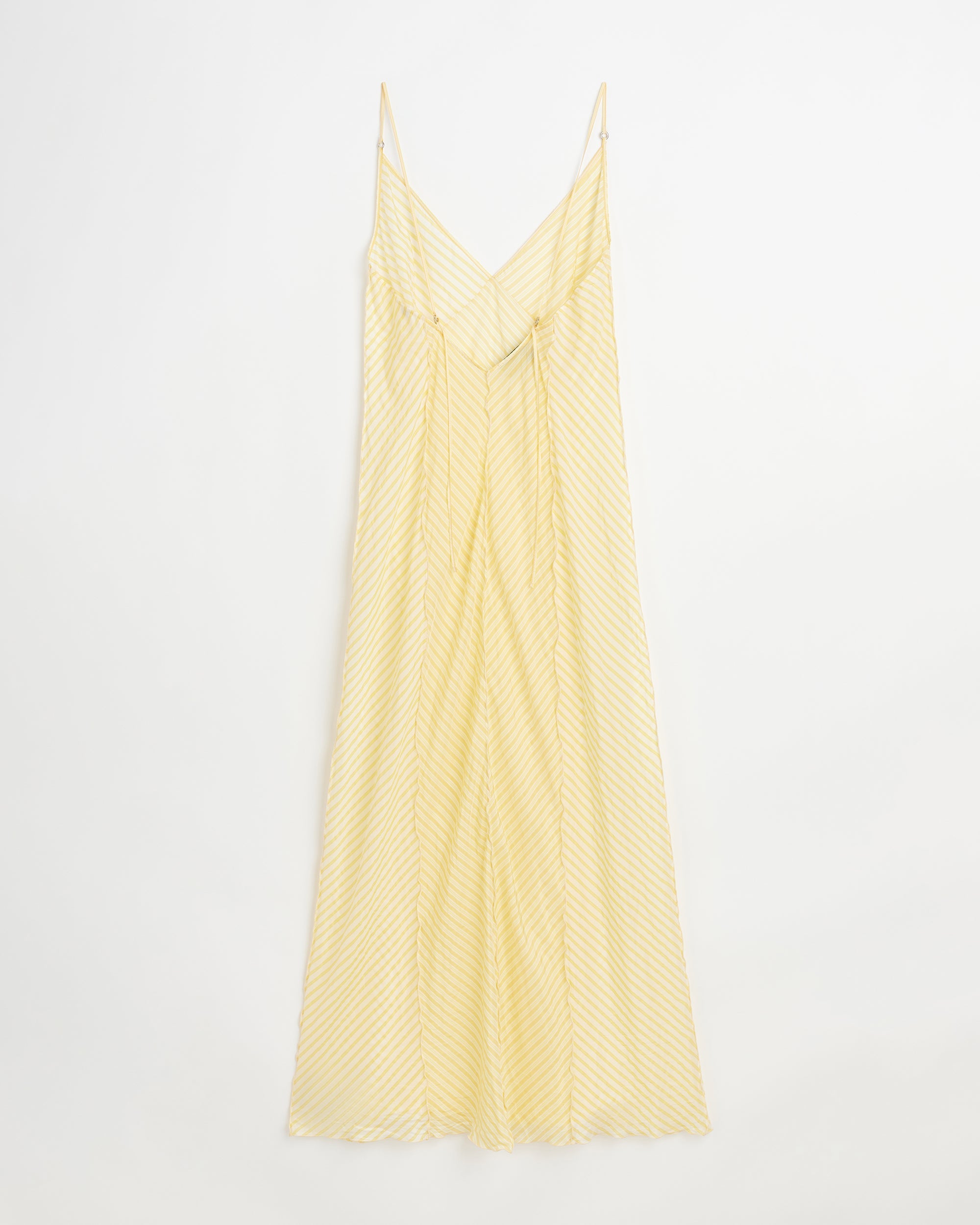 Tulip slip dress | Yellow stripes cupro