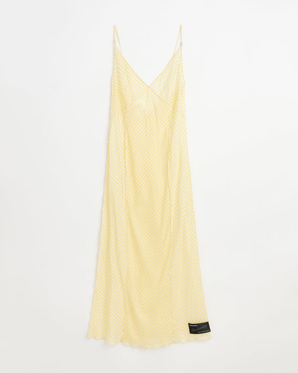 Tulip slip dress | Yellow stripes cupro