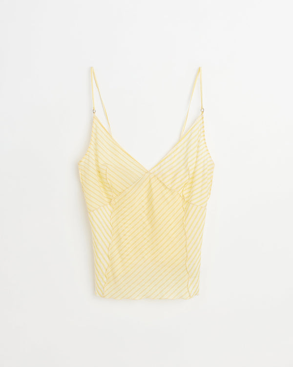 Tulip slip top | Yellow stripes cupro