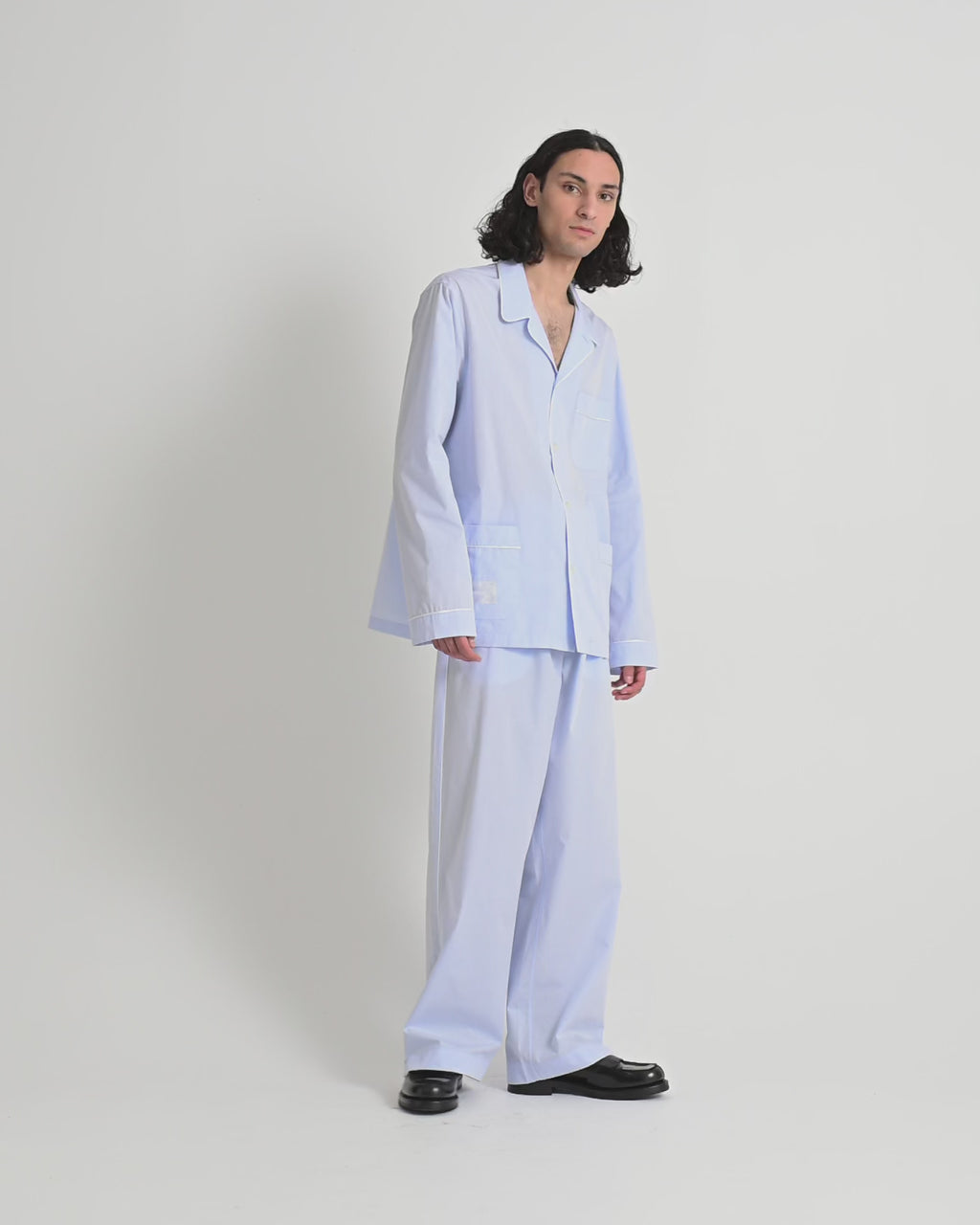 Dolce pants | Light blue dots jacquard Poplin