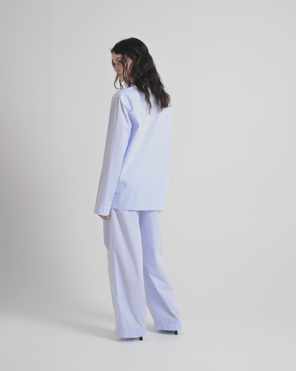 Dolce pants | Light blue dots jacquard Poplin