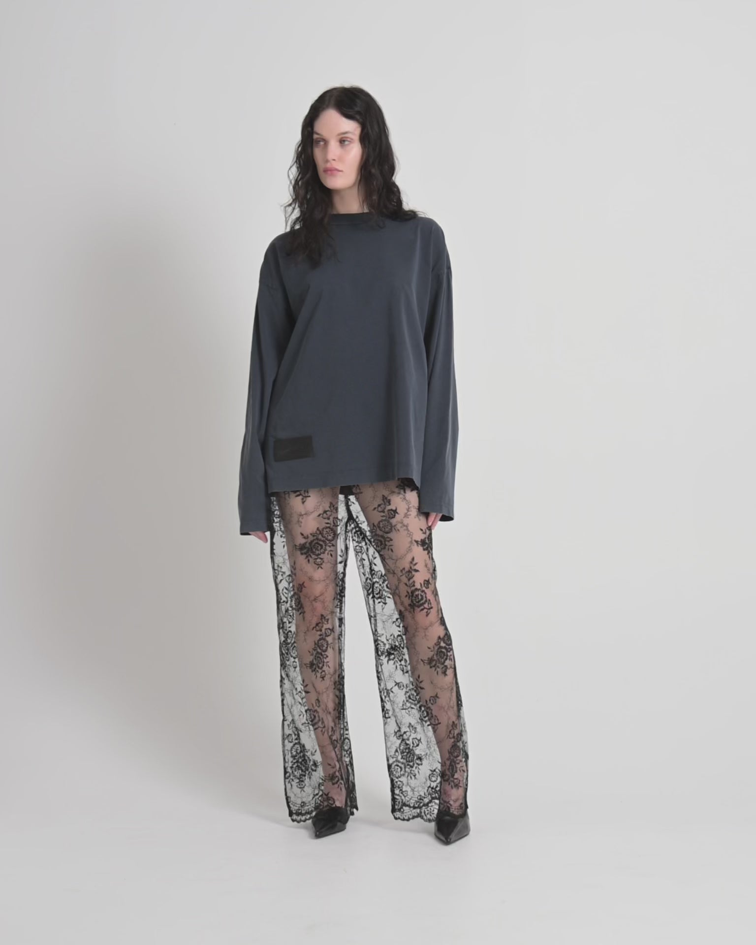 【関税込み】MAGNIBERG ブラック Full 長袖Tシャツ Full long sleeve t-shirt | Washed black jersey | Magniberg