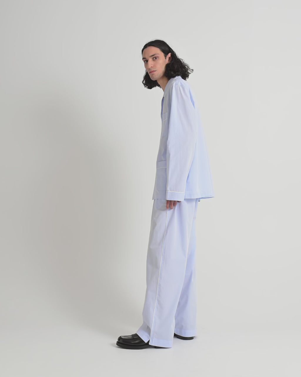 Dolce pants | Light blue dots jacquard Poplin