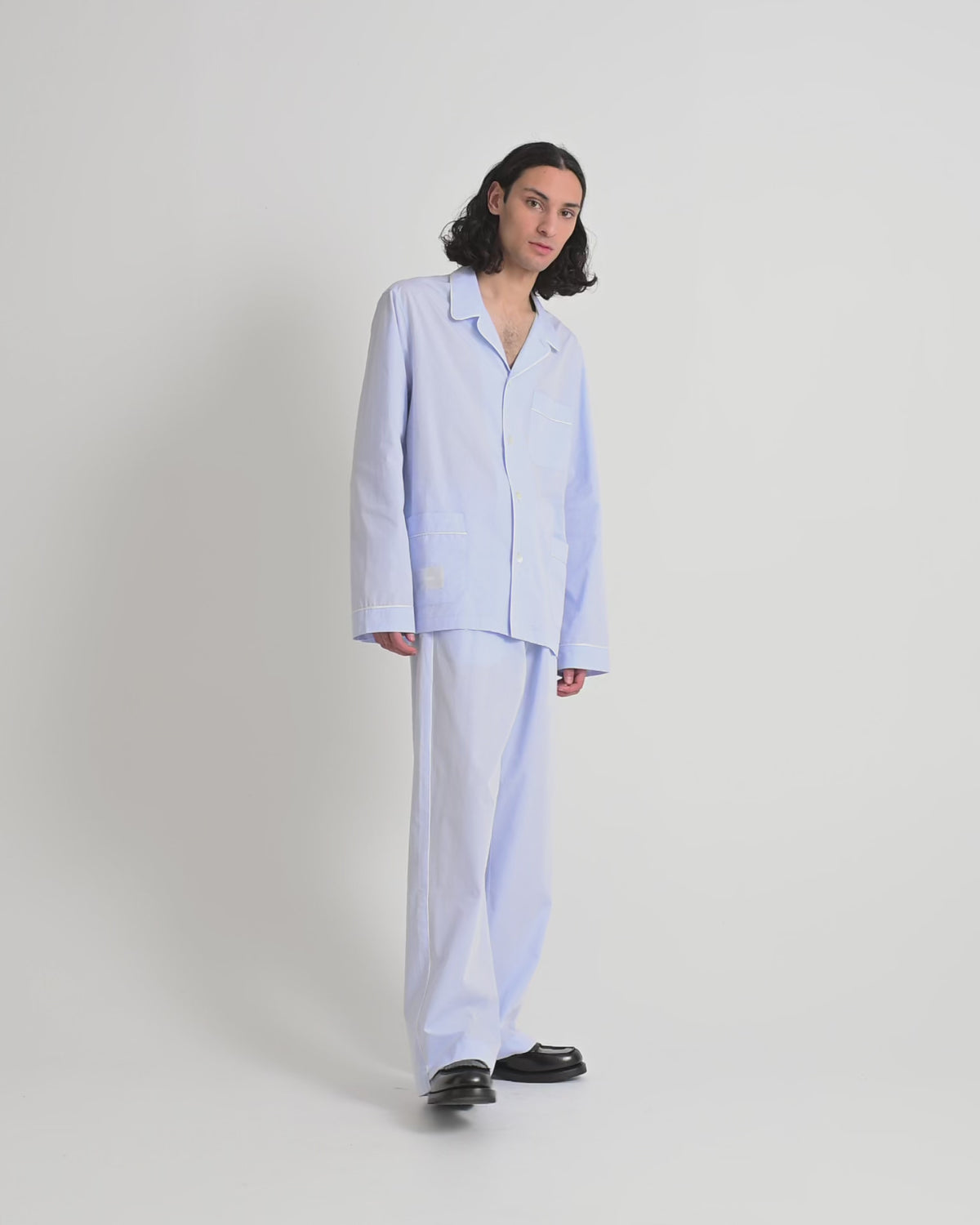 Dolce pants | Light blue dots jacquard Poplin