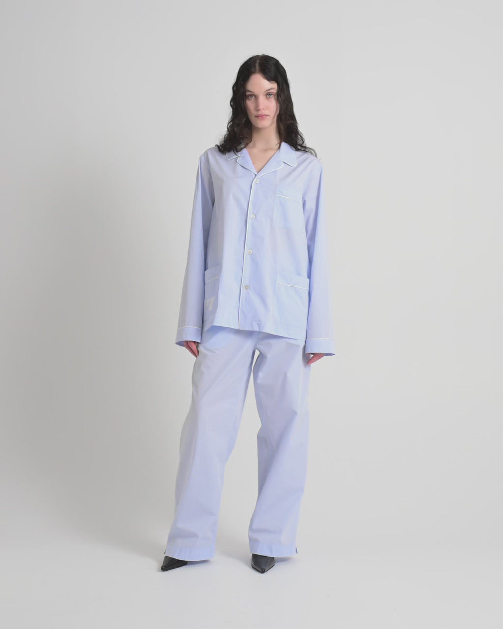Dolce shirt | Light blue dots jacquard Poplin