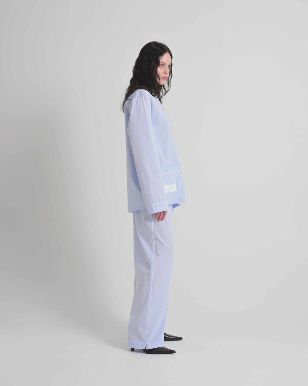 Dolce pants | Light blue dots jacquard Poplin