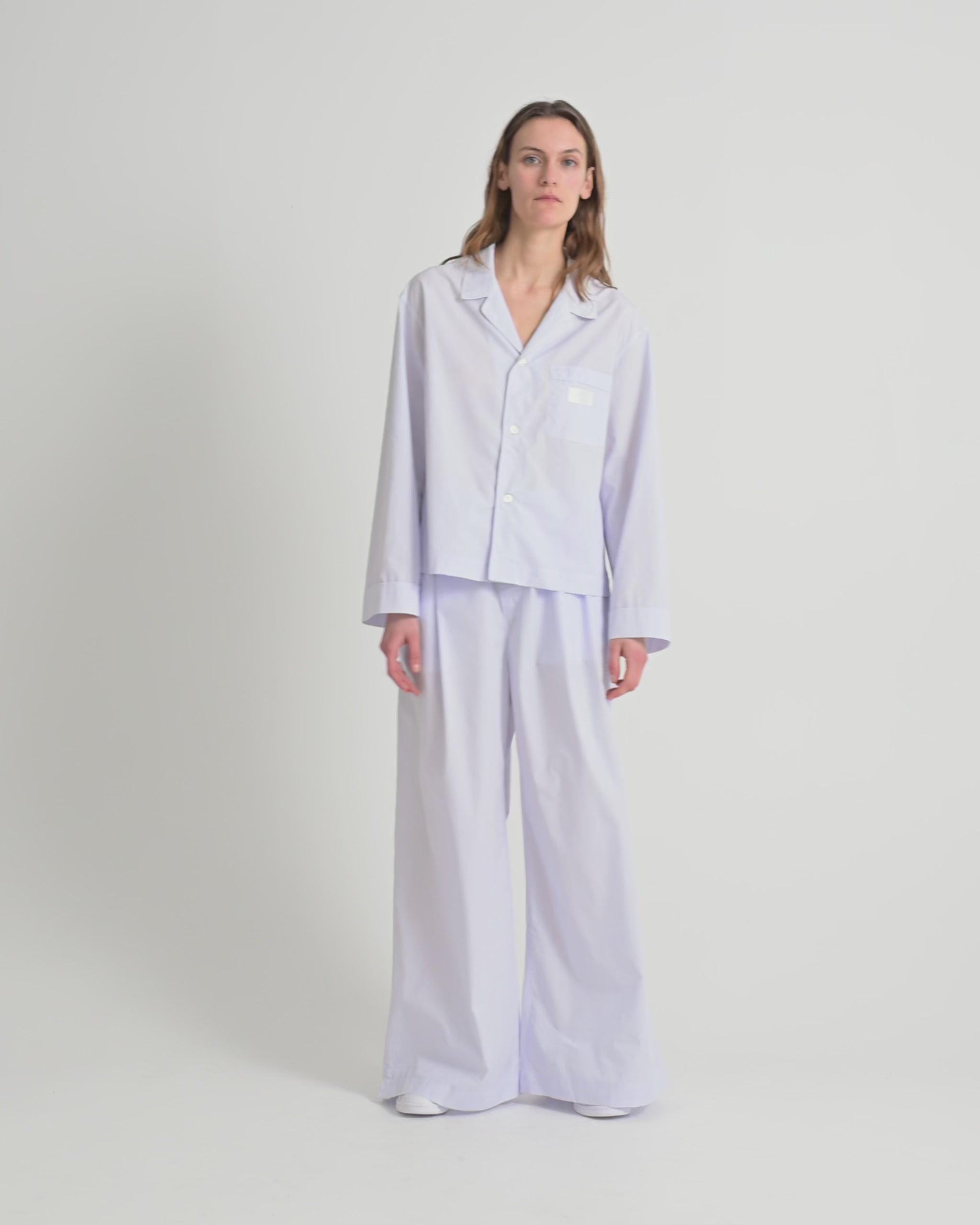Space pants | Light blue stripes poplin | Magniberg